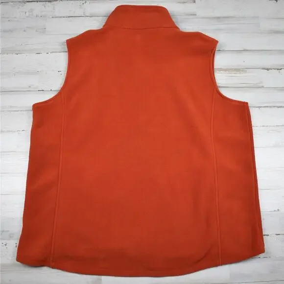 Woolrich firefly orange full zip fleece vest w/ zip pockets women's size xlarge - Picture 6 of 6